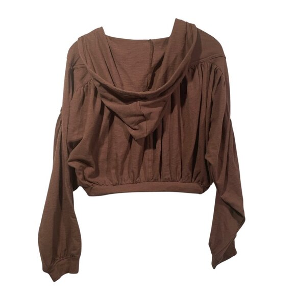 Free People Beach Rae Pullover Cropped Hoodie Brown Raw Umber Sz M Boho NWT - Picture 5 of 9